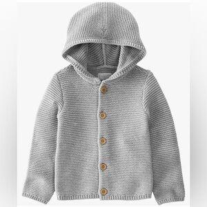 EUC Little Planet by Carter's Baby Organic Signature Stitch Cardigan Grey 9M